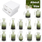 12pcs Green Glass Bud Vases Set, Small Vases for Flowers, Bud Vase for Centerpieces in Bulk, Mini Vintage Vase for Wedding Decorations, Office and Home Table Flower Décor