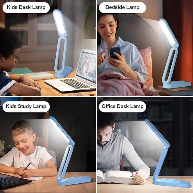 LED Desk Lamp for Office Home & Battery Operated Lamp Rechargeable Lamp Foldable & Portable Light, LED Desk Light Strip, 3 Brightness Dimmable Small Desk Lamp Wireless Reading Lamp