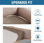 H.VERSAILTEX Velvet Stretch Individual Cushion Cover Plush Cushion Slipcover for Loveseat Sofa Furniture Protector Seat Cushion Sofa Cover (1 Piece Loveseat Cushion Cover, Mocha)