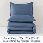 Litanika Haze Blue Oversized King Comforters Super King Size, 3 Pieces Lightweight Solid Bedding Comforter Set, All Season Fluffy Bed Set (120x120In Comforter & 2 Pillowcases)