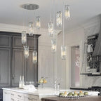 LMQNINE Pendant Light, Chrome Modern Pendant Light Fixtures, Mini Crystal Chandeliers, Adjustable 5-Light Pendant Lighting for Kitchen Island Dinning Room Bedroom (Chrome 5-Light)