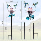 VCUTEKA Solar Lights Outdoor Metal Garden Stake Waterproof Crackle Glass Globe Garden Decor Hummingbird for Pathway, Lawn, Patio, Yard