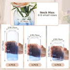 ComSaf Small Flower Vase Set of 12, Glass Bud Vases in Bulk, Blue Vases for Flower, Decor Centerpiece for Bathroom, Decorative Vases for House Warming, Valentines' Day, Mother's Day, Thanksgiving Day