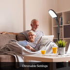 Brightech Litespan - Bright LED Floor Reading Lamp for Over Chair Crafts and Reading, Estheticians' Light for Lash Extensions, Adjustable Standing Lamp for Living Room, Bedroom, Office - Jet Black