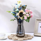 Thenshop 10 Pcs 8'' Tall Clear Flower Vase Wide Mouth Crystal Glass Boho Decorative for Centerpieces Bulk Tall Vase for Flower Bouquets Rustic Home Decor Wedding Housewarming Gift (Smoke Grey)