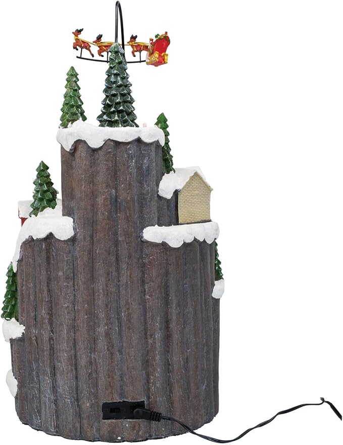 Santa Hill Town Train Mountain LED Lights Christmas Village with Motion and Sound 10" x 10" x 17.5"