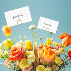 uxcell 24 Pcs Table Card Holders, 11.8 Round Metal Craft Wire Clips Picture Clip Table Number Holders Picks for Wedding, Photos, Memo, Restaurant, Gold