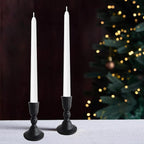 Antique Black Iron Taper Candle Holders - Candlestick Holder for Weddings, Dining, and Parties, Candle Stand Set of 2 (Black)