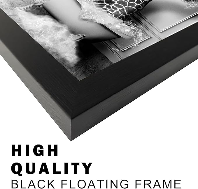 Black and White Bathroom Wall Decor Funny Giraffe in Bathtub Decor Framed Farmhouse Animal Canvas Wall Art Bathroom Artwork