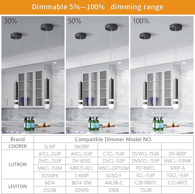 Modern Pendant Light Kitchen Fixture Dimmable LED Black Mini Pendant Lighting fo Kitchen Island Bedroom Bedside Table Small Pendant Lights (3-Pack)