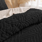 Andency Black Comforter King Set, 3 Pieces Boho Bedding Set & Collections, Farmhouse Tufted Fluffy Bedding Comforter Sets for King Bed (1 Comforter 104x90In, 2 Pillowcases)