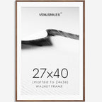 27x40 Poster Frame Natural Solid Walnut Photo Frames with 24x36 Removable Mat Wall Hanging Large Handcrafted Frame with HD Plexiglass Wall and Tabletop Display Large Picture Frame