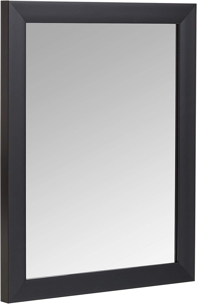 Amazon Basics Rectangular Wall Mount Mirror 16" x 20" - Standard Trim, Black
