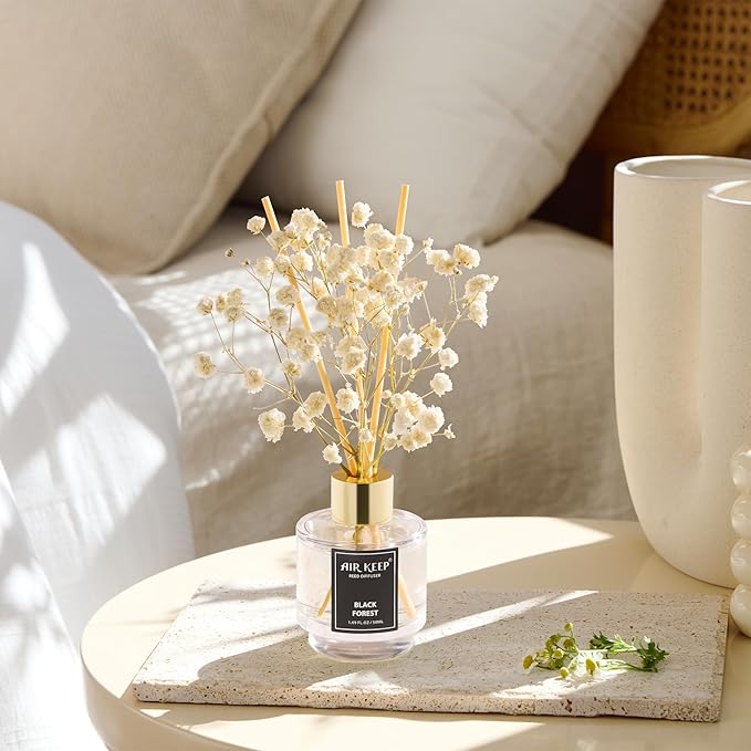 Airkeep Reed Diffuser Set of 3, Black Forest Eucalyptus Moss Citrus Oil Reed Diffusers for Bedroom Living Room Office Aromatherapy Oil Reed Diffuser for Gift 50ml x 3