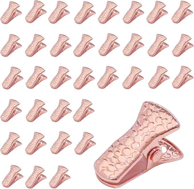 35 Pack Mini Metal Alligator Clips for Crafts Non-Slip Silicone-Coated Retro DIY Badge Small Clips (Rose Gold)