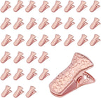 35 Pack Mini Metal Alligator Clips for Crafts Non-Slip Silicone-Coated Retro DIY Badge Small Clips (Rose Gold)