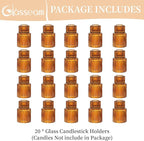 Glasseam Glass Candle Holder for Candlesticks: 20PCS Amber Candle Holders for Taper Candles Small Fall Candle Stick Holders Bulk for Table Wedding Centerpiece Christmas Halloween Living Room Decor