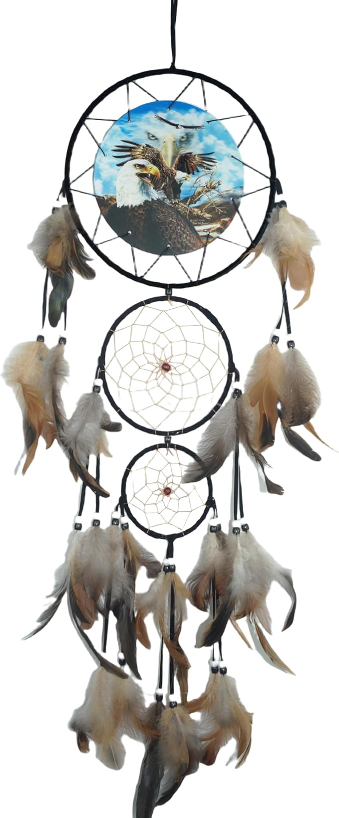 Remorelt Wolf Eagle Bear Dream Catcher Bedroom Wall Decor, Christmas Home Decoration, Room Accessory, White Moon Feather Decoration - Unique Home Craft Wall Pendant (DC12 8inch 3D Eagle)
