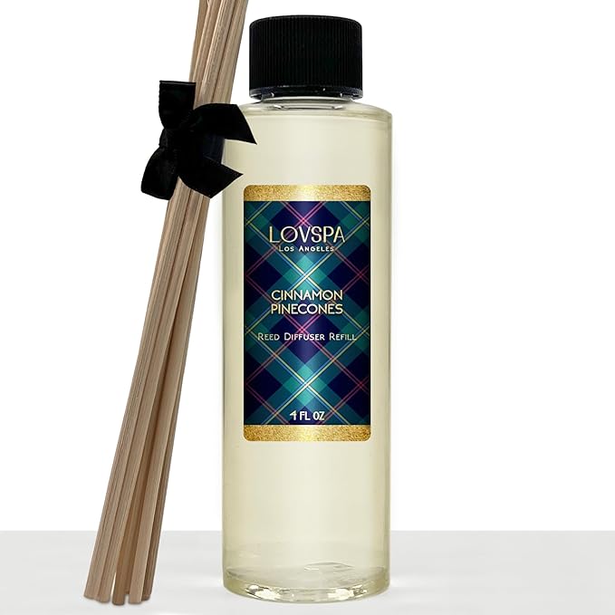 LOVSPA Cinnamon Pinecones Diffuser Oil - Fall Essential Oils for Diffuser Refill & Air Freshener Room Spray - Long-Lasting & Natural Home Fragrance, Scented Oil for Diffusers, USA Made, 4oz