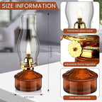 Tuanse 2 Pcs Oil Lamps for Indoor Use Vintage Hurricane Emergency Glass Oil Lamps Large Lantern Classic Decorative Oil Lamp for Home Tabletop Emergency Lighting Supplies(Brown)