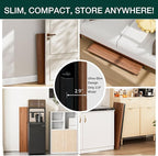 Frylr Small Folding Computer Desk – 35.8 Inch Portable Table for Craft and Study, Lightweight Desk for Small Spaces, Foldable Laptop Table Built-in AC/USB Outlets for Convenience, Dark Walnut