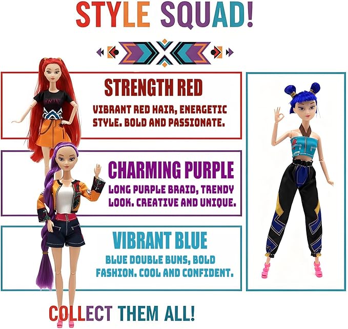 2025 New 11.5'' Demon Hunter Doll,Made to Move Demon Hunter Doll,Collectible Display Figure Dolls Set,Birthday Gifts for Kids Girls Fans (C-Blue Hair)