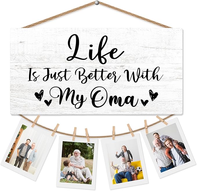 Oma Gifts Picture Frame Photo Holder for Wall, Birthday Gifts for Meemaw Grandma, Thank You Grandmother Mawere Gift from Grandchildren Grandkids Hanging Photo Display