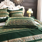 ABREEZE Bohemian Vintage Cal.King Size Floral Cotton Bedding Set 3Pcs Duvet Cover Set Boho Green Paisley 100% Egyptian Brushed Cotton Reversible Home Bedding Collection
