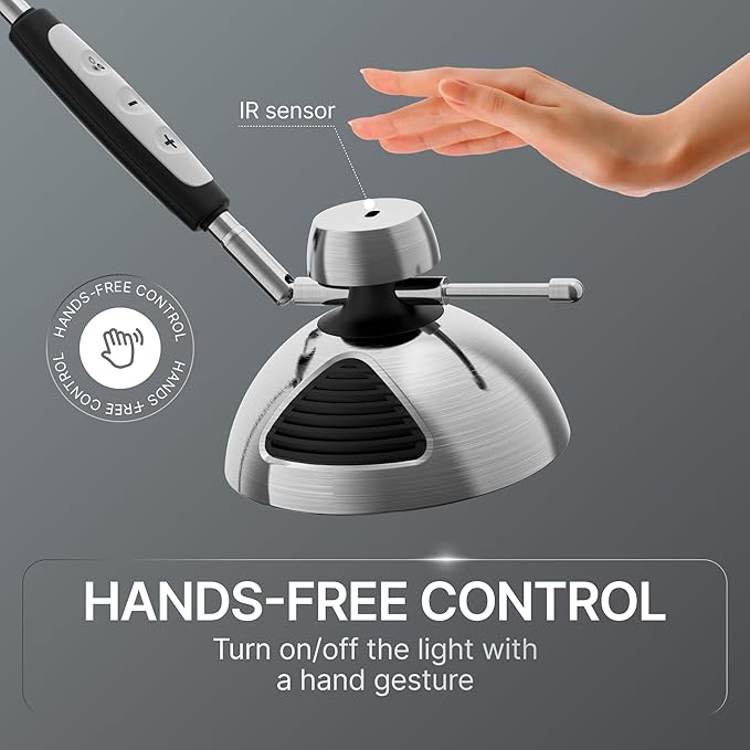 OTUS LED Desk Lamp for Home Office with Gesture Control | Eye-Caring Desk Light 1500 Lux, 12 Brightness & 3 Color | Architect Desk Lamp with Adjustable Swing Arm | Table Light for Work, Study, Reading