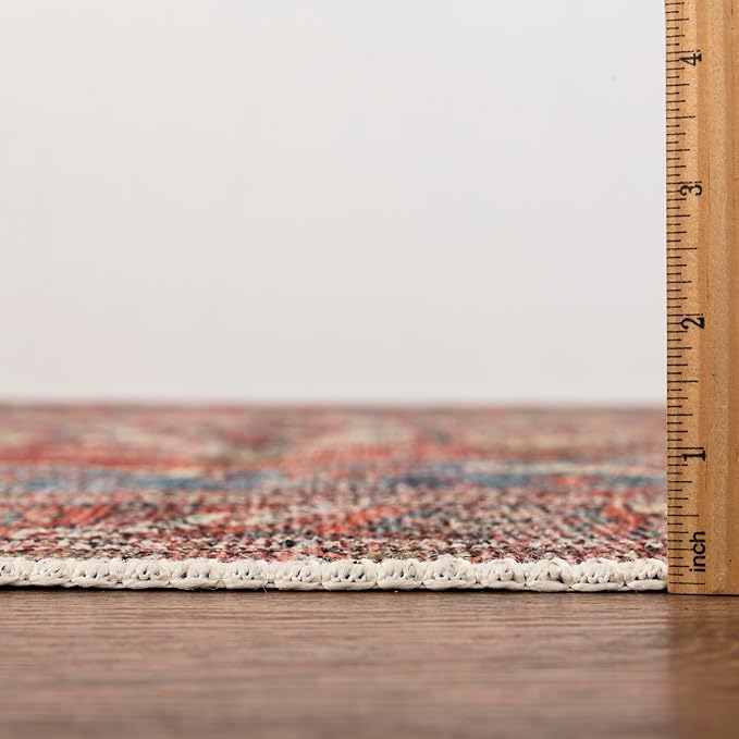 Keen Home Design 5x7 Rug - Machine Washable Area Rug with Non-Slip Backing, Ideal for Living Room, Dining Room, Bedroom - Vintage, Easy Clean, Durable, Low Pile Rug - (5' x 7')