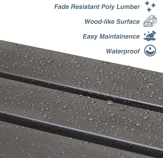 Psilvam 2-Person Outdoor Memorial Bench, All-Weather Poly Lumber Garden Bench, Rot-Resistant Outdoor Patio Bench for Park,Porch,and Church(Grey)