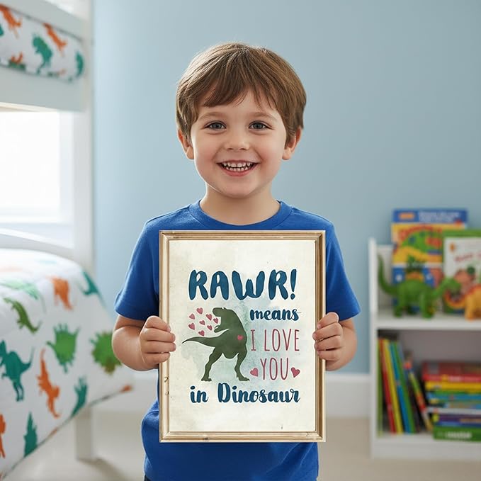 RAWR! Means I Love You In Dinosaur Art Print - 8x10 | Charming and Playful Art Print | Perfect for Kids' Rooms, Playrooms, or Nurseries | Unframed Dinosaur-themed Wall Art