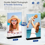 magnetic photo frames 3-Pack–10+10mm Thick Block /With Magnetic Base | Clear Stereoscopic 5x7 Desktop glass picture frame | Aesthetic Home Decor for Offices, Gifts & Memory Showcase (5×7 vertical)