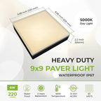 LUMENGY Paver Light 9×9 Inch (8.85 x 8.85 inches), 2700K Warm White Glare-Free Illumination for Driveways, Pathways, Pool Deck & Patios,12V AC/DC, Waterproof & Drive-Over Rated