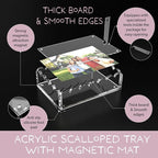 5x7in Acrylic Scalloped Tray with Magnetic Mat, Acrylic Picture Frames Fits 4x6 Photos & Smaller with Floating Effect, Freestanding Desktop Display for Livingroom, Bedroom, Office,...