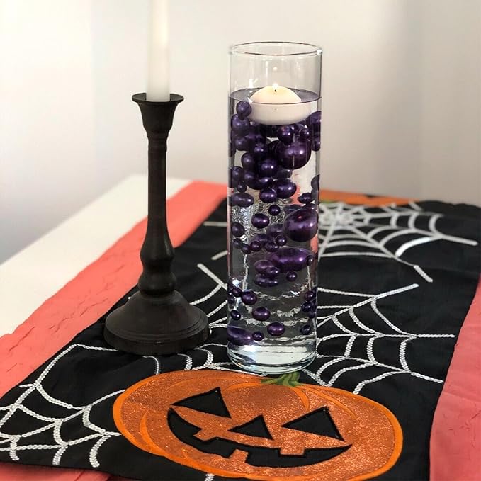 Purple Vase Filler | 150PCS Pearls Bead for Centerpieces Vases | 8/14/20 mm No Hole Beads, Fake Pearls for Wedding Birthday Theme Party Table Centerpieces Decor Decor