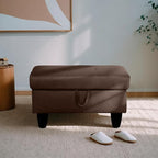 Ottoman Rectangular Storage Ottoman Bench, Flannel Footrest Stool Footstool with Lid for Living Room, Bedroom, Entryway, Chocolate, 28.5"x19"x17.5"