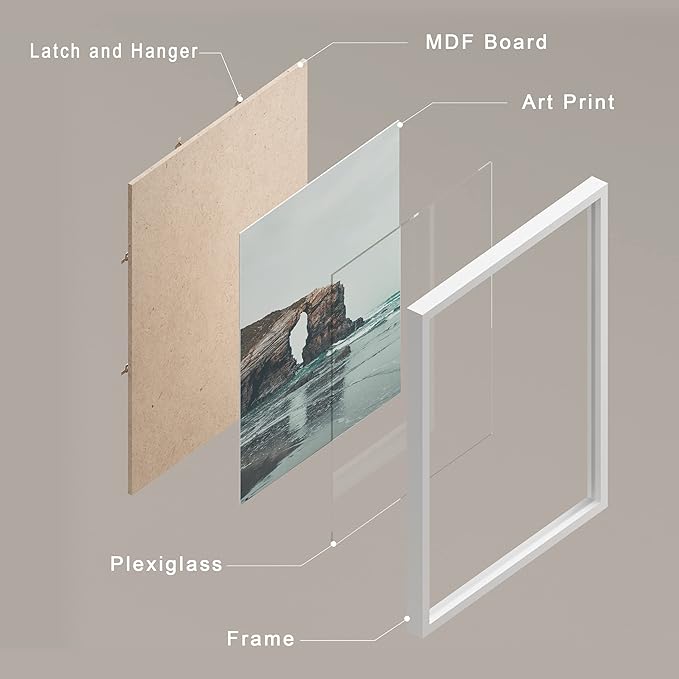 SIGNWIN Framed Rocky Storm Cloud Sky Beach Ocean Wall Art, Set of 4 Landscape Colorful Wall Decor Prints, Nature Wilderness Wall Décor for Living Room, Bedroom - 11"x14" White