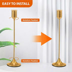 Brass Gold Candle Holder - 3 PCS Taper Candlestick Holders - Vintage Candle Stick Holders - Modern Home Decor Centerpiece - Cozy Atmosphere Gift for Home Decor, Wedding, Housewarming Gift