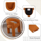 Orange Sherpa Dining Chairs Set of 2, Modern Barrel Dining Room Chairs Upholstered Faux Fur Accent Chair with Arms and Round Back for Living Room Kitchen Armchair No Assembly Needed