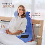 Nestl Reading Pillow Large Bed Pillow, Back Pillow for Sitting in Bed Shredded Memory Foam Chair Pillow, Reading & Bed Rest Pillows Calm Blue Back Pillow for Bed, Bed Chair Arm Pillow with Pockets