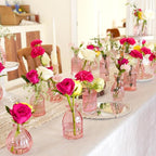 Pink Glass Bud Vases in Bulk 24, Pink Vase Small Vases for Flowers Modern Ribbed Glass Bud Vase for Decor Wedding Flower Vase Bulks Vintage Decor Bridal Shower Centerpieces Home Table Decoration