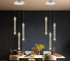Mini Chandelier Crystal Pendant Lights Integrated LED Pendant Light Fixtures Kitchen Island Chandeliers Pendant Lighting for Dining Room Bubble Chromed Finished Ceiling Hanging Lights 2700K 6000K