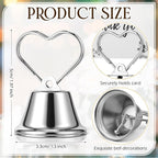 24 Pcs Table Number Holders Place Card Holders for Table 2 Inch Ring Clip Bell Number Holder Metal Picture Holder for Wedding Christmas Restaurant Home Photo Office Memo(Silver,Heart)