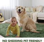 5x7 Ft Shag Green Area Rug for Bedroom Living Room, Ultra Soft Fluffy Furry Rugs for Indoor Floor, Aesthetic Carpet for Kids Home Decor