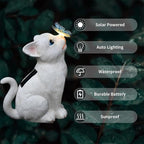 Cat Garden Figurines Outdoor Decor Solar Statue with LED Lights for Patio Lawn Yard Art Decoration Housewarming Garden Gift