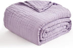 EMME Cotton Throw Blanket for Couch Soft Muslin Blankets 50"x60" Lightweight Breathable Blanket All Season Gauze Blanket, Lavender