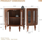 31'' Sideboard Buffer Cabinet with Storage, Semi-Circle Modern Accent Storage Cabinet with Wooden Finish & Acrylic Doors, Console Table for Living Room Entryway Hallway (Walnut)