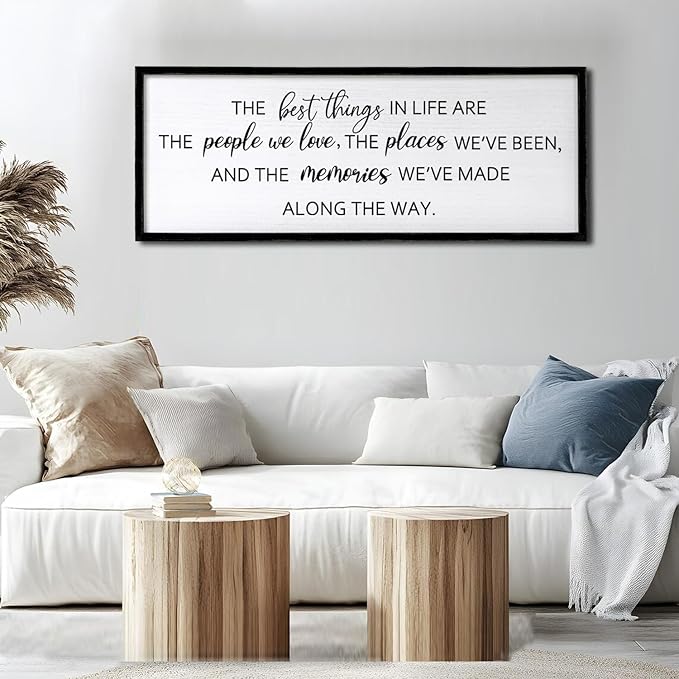 The Best Things in Life Framed Wall Art, 32''×12'' Rustic The Best Things in Life Sign for God Jesus Christ Prayer, Horizontal Holy Inspirational Family Home Decor