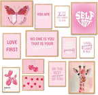 Fardes Preppy Room Decor, Pinky Pictures for Teen Girls Bedroom Decor, Inspirational Cute and Preppy Gifts, Motivational Pink Wall Decor for Bedroom